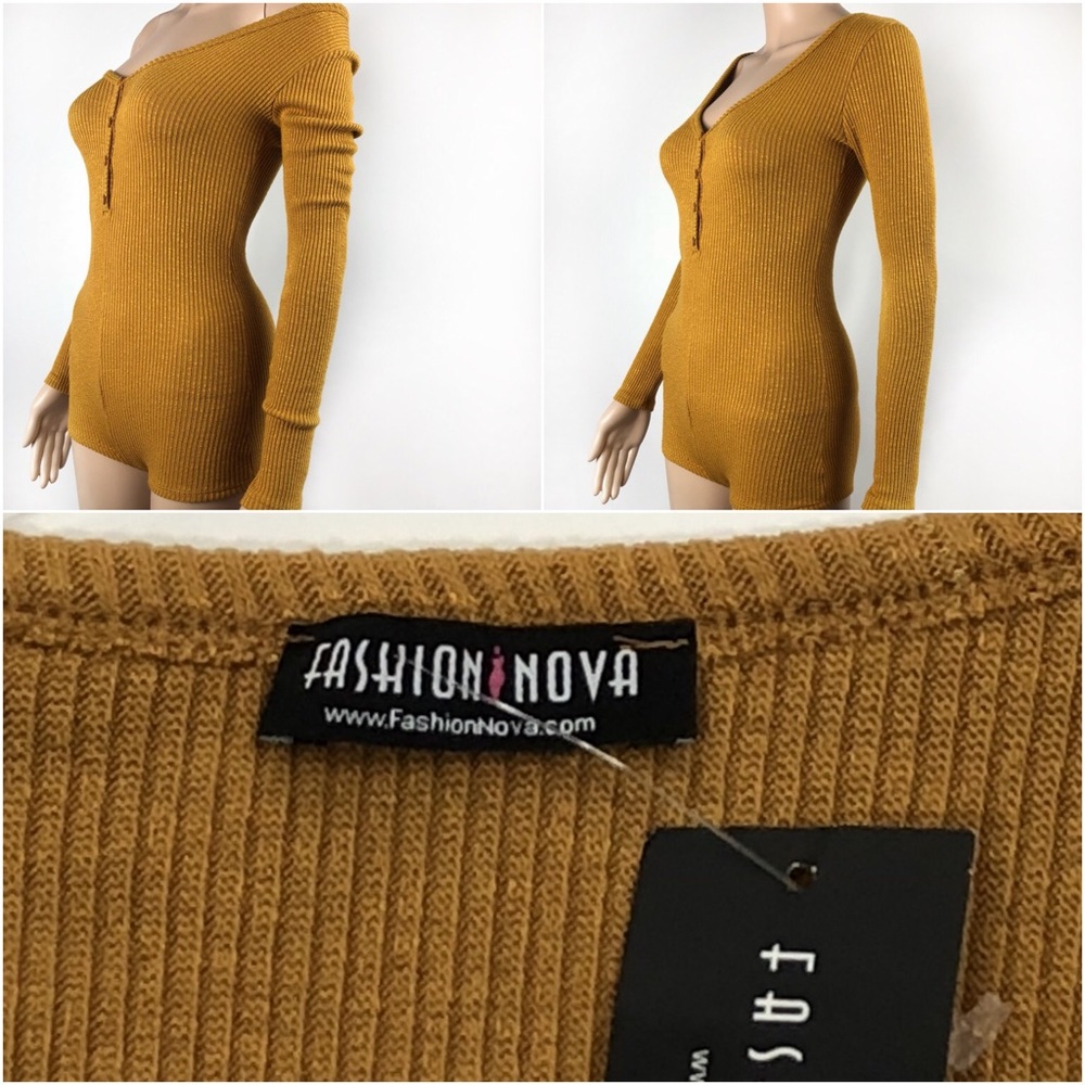 Fashion Nova Mustard Romper NWT Size XS